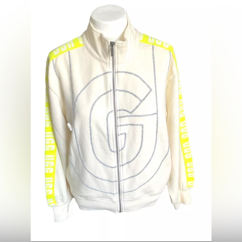 Ladies UGG Reverie Track Jacket Beige & Yellow Cotton Wool Blend ~ S NWT.